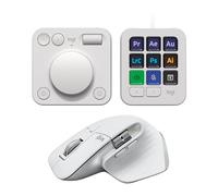 Logitech MX Master 3S et Creative Console Offre groupée: Souris de précision, Touches programmables, molette de réglage, pour Conception Graphique, Montage vidéo, Adobe, Zoom - Light Grey