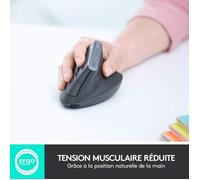 Logitech MX Vertical Souris sans Fil Ergonomique, Bluetooth ou 2,4 GHz avec Récepteur USB Unifying Charge Rapide, Portable/PC/Mac