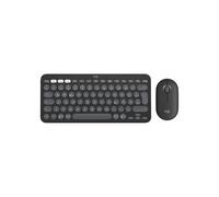 Logitech Pebble 2 Combo Graphite : Clavier QWERTZ Allemand RF sans fil + Bluetooth, Souris Ambidextre 4000 DPI, Compatible Windows/macOS/Linux/Android/iOS