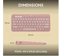 Logitech Pebble Keys 2 K380s clavier sans fil Bluetooth multidispositif,raccourcis personnalisables,fin et portable,Easy-Switch p