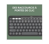 Logitech Pebble Keys 2 K380s : Clavier Universel Sans Fil RF + Bluetooth, AZERTY Français Graphite, Portée 10m, Autonomie 36 Mois, Windows/macOS/Linux/Android/iOS