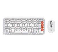 Logitech POP Icon Combo - Ensemble clavier et souris - sans fil - Bluetooth LE - QWERTY - International US - blanc cassé, orange