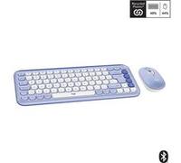 Logitech POP Icon Combo - Ensemble clavier et souris - sans fil - Bluetooth LE - QWERTY - International US - lilas, blanc cassé G