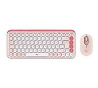 Logitech POP Icon Combo - Ensemble clavier et souris - sans fil - Bluetooth LE - QWERTZ - Allemand - blanc cassé, rose G