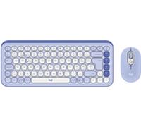 Logitech POP Icon Combo, Sans fil, Bluetooth, Commutateur à ciseaux, QWERTY, Violet, Blanc, Souris incluse