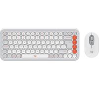 Logitech POP Icon Combo - Ensemble clavier et souris - sans fil - Bluetooth LE - QWERTY - International US - blanc cassé, orange G
