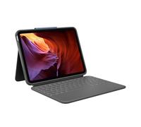 Logitech Rugged Folio pour iPad (10e génération) Étui clavier de protection avec logiciel Smart Connector et clavier durable résistant aux éclaboussures, French Layout - Gris
