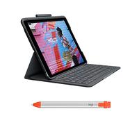 Logitech Slim Folio - Étui Clavier pour iPad (7e, 8e et 9e générations) - Crayon pour Tous Les iPad (Versions 2018 et ultérieures) - FRA AZERTY