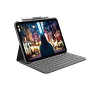 Logitech Slim Folio Oxford Grey - Étui Clavier QWERTY US International Bluetooth LE pour iPad (10e génération) - Touches Raccourcis iPadOS, 2 angles de vision.