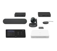Logitech Solution de chambre pour les équipes et kit zoom moyen - Caméra Rally PTZ 4K UHD, RoomMate, contrôleur de robinet, concentrateur de table et d'affichage, haut-parleur et micro, câble USB