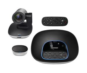 Logitech Système de vidéoconférence de groupe - Caméra PTZ FullHD, haut-parleur (omnidirectionnel, formation de faisceaux), télécommande, concentrateur, support mural/table, USB Plug-And-Play,