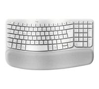 Logitech WAVE KEYS, blanc - Clavier ergonomique sans fil avec repose-poignets rembourré