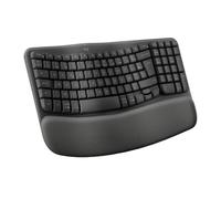 Logitech Clavier ergonomique sans-fil Wave Keys – poignets rembourrés, Logi Bolt – AZERTY-Graphite