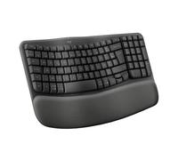 Logitech Clavier ergonomique sans-fil Wave Keys – poignets rembourrés, Logi Bolt – AZERTY-Graphite