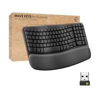 Logitech Wave Keys for Business, Clavier Ergonomique sans Fil avec Repose-Poignets rembourré, Technologie Logi Bolt sécurisée, Bluetooth, Windows/Mac/Chrome/Linux, Clavier FRA AZERTY, Graphite