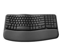 Logitech Wave Keys for Business, Clavier Ergonomique sans Fil avec Repose-Poignets rembourré - Graphite, Clavier Allemand QWERTZ