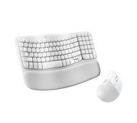 Logitech Wave Keys for Mac + souris verticale Lift for Mac, ensemble clavier et souris ergonomiques sans fil, Bluetooth, optimisés pour macOS/iPadOS/MacBook/iMac/iPad, AZERTY FR - Blanc