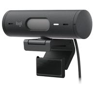 Logitech Webcam Brio 505 Full HD – Correction lumière, Cadrage auto, 2 micros anti-bruit, Volet Gris