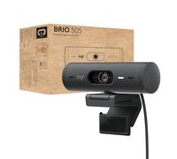 Logitech Webcam Brio 505 Full HD – Correction lumière, Cadrage auto, 2 micros anti-bruit, Volet Gris