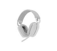 Logitech Zone Vibe 100 Casque sans Fil Bluetooth 5.2 Blanc, Microphone Boom Omnidirectionnel, Portée 30m, Autonomie 20h, 185g, Compatible Windows/macOS/Android/iOS