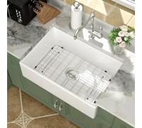 Logmey Évier de cuisine en céramique blanche de 76,2 cm x 50,8 cm en argile réfractaire - Grand lavabo de 22,9 cm de profondeur