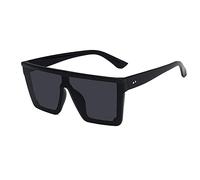 LOGMOR Mode Lunettes de Soleil Femme Haut Plat carré Lunettes de Soleil été en Plein air Plage Lunettes de Soleil UV400 Lunettes Lunettes de Soleil Ombre Vintage (Color : Black)