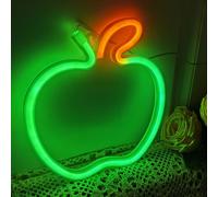 LOGO au néon d'Apple LED pour la décoration murale USB ou logo de batterie pour la fête d'anniversaire Noël salon enfants mariage fille décoration (8.3 "* 7.7", vert + jaune)