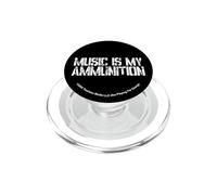 Logo Blanc Playing for Change Music is My Ammunition PopSockets PopGrip pour MagSafe