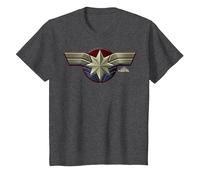 Logo Captain Marvel Costume T-Shirt, Enfant, Chiné Foncé, 4 Ans