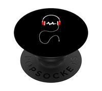 Logo Casque de Musique en Rouge et Blanc PopSockets PopGrip Adhésif