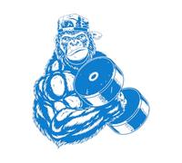 Logo Cool Gorilla Fitnesscenter Exercice Motivation Haltère Montrant Force Stickers muraux en papier adhésif 68x79.1cm Possibilité de modifier et d'ajouter des informations Bleu