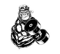 Logo Cool Gorilla Fitnesscenter Exercice Motivation Haltère Montrant Force Stickers muraux en PVC 68x79.1cm Peinture murale artistique Noir