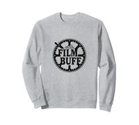 Logo de Bobine de Film Cinéphile Film Buff Sweatshirt, Unisexe pour Adultes, Gris Chiné, XXL
