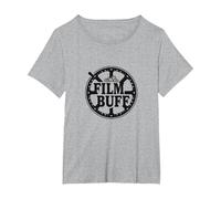Logo de Bobine de Film Cinéphile Film Buff T-Shirt, Femme Grandes Tailles, Gris Chiné, 5X