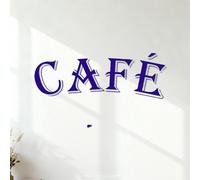 Logo de café - Texte - Café - Cafétéria - Salon de thé Stickers gravés N'abîme pas le mur 54.6x96.8cm Bleu foncé