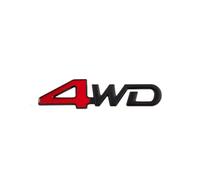 Logo de lettre numérique noir chromé en métal 3D, badge 4WD, badge de voiture, autocollant de coffre, accessoires d'autocollant 4WD(Reb Black)