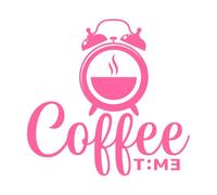 logo de l'heure du café avec une combinaison d'une tasse de café, d'une alarme et d'un beau lettrage, c'est bien Stickers muraux 67.2x69.6cm Étanche Rose