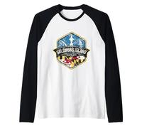 Logo de l'île Salomon Maryland avec Drapeau MD Vieilli Manche Raglan