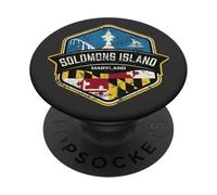Logo de l'île Salomon Maryland avec Drapeau MD Vieilli PopSockets PopGrip Adhésif