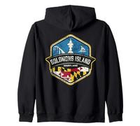 Logo de l'île Salomon Maryland avec Drapeau MD Vieilli Sweat à Capuche