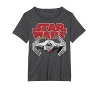 Logo de Noël en Forme de Nez de Renne de la Marque TIE Fighter Star Wars T-Shirt, Femme Grandes Tailles, Chiné Foncé, 1X
