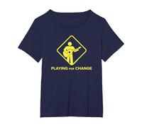 Logo de Panneau de Rue Playing for Change T-Shirt, Femme Grandes Tailles, Bleu Marine, 2X