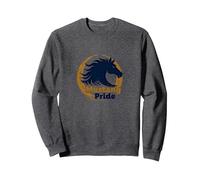 Logo d'étalon Audacieux Mustang Pride School Spirit Sweatshirt, Unisexe pour Adultes, Chiné Foncé, L