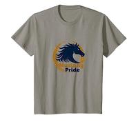 Logo d'étalon Audacieux Mustang Pride School Spirit T-Shirt, Enfant, Ardoise, 12 Ans
