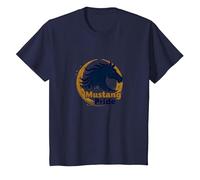 Logo d'étalon Audacieux Mustang Pride School Spirit T-Shirt, Enfant, Bleu Marine, 3 Ans