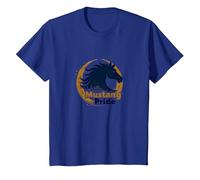 Logo d'étalon Audacieux Mustang Pride School Spirit T-Shirt, Enfant, Bleu Royal, 10 Ans