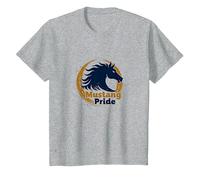 Logo d'étalon Audacieux Mustang Pride School Spirit T-Shirt, Enfant, Gris Chiné, 2 Ans