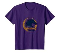 Logo d'étalon Audacieux Mustang Pride School Spirit T-Shirt, Enfant, Violet, 12 Ans