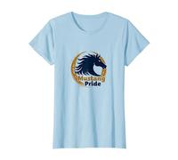 Logo d'étalon Audacieux Mustang Pride School Spirit T-Shirt, Femme, Bleu Céleste, M