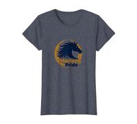 Logo d'étalon Audacieux Mustang Pride School Spirit T-Shirt, Femme, Bleu Chiné, XS
